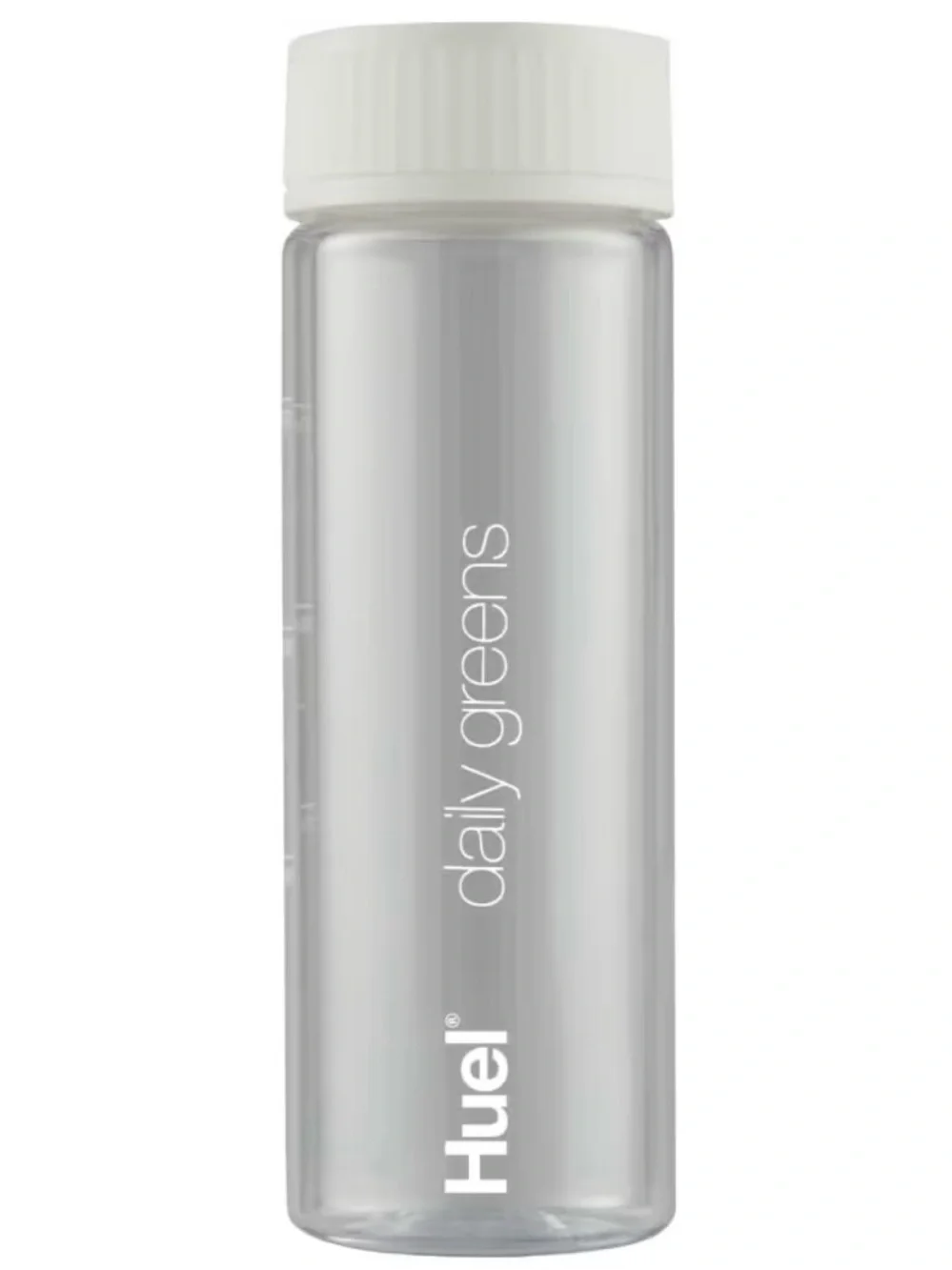 2 Huel Daily Greens Bottles BPA Free Clear with White Lid Dishwasher Safe 13.5oz